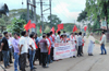 Local protest : unwanted rail track to  Bundar Goods shed
